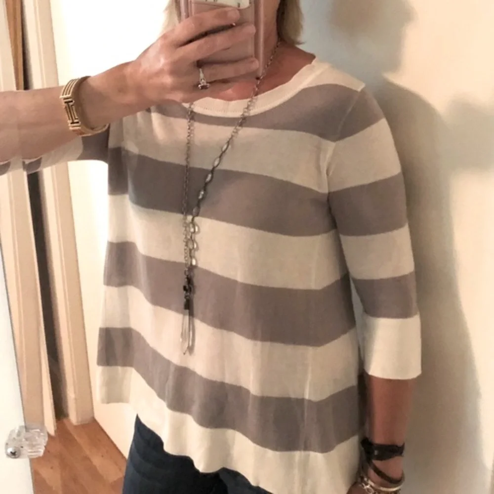 J. Crew Swingtime Striped Silk/Linen Pullover